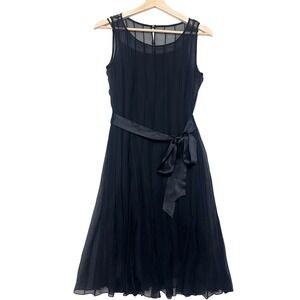 Calvin Klein VTG Y2K 2000s Womens Sz‎ 2 Silk Chiffon Sleeveless Black Slip Dress